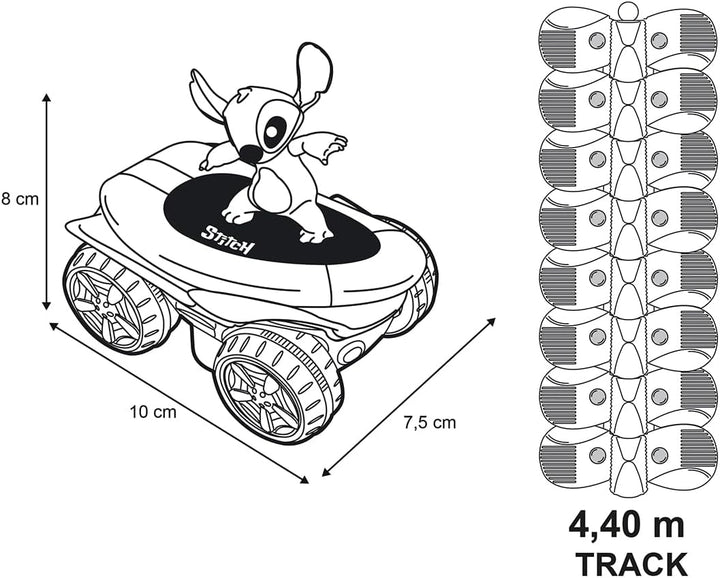 Smoby - Stitch FleXtreme – 4 Meter 40 Autobahn – 184 Flexible und anpassbare Pisten + 1 Stitch-Fahrz