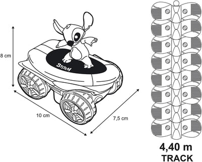 Smoby - Stitch FleXtreme – 4 Meter 40 Autobahn – 184 Flexible und anpassbare Pisten + 1 Stitch-Fahrz