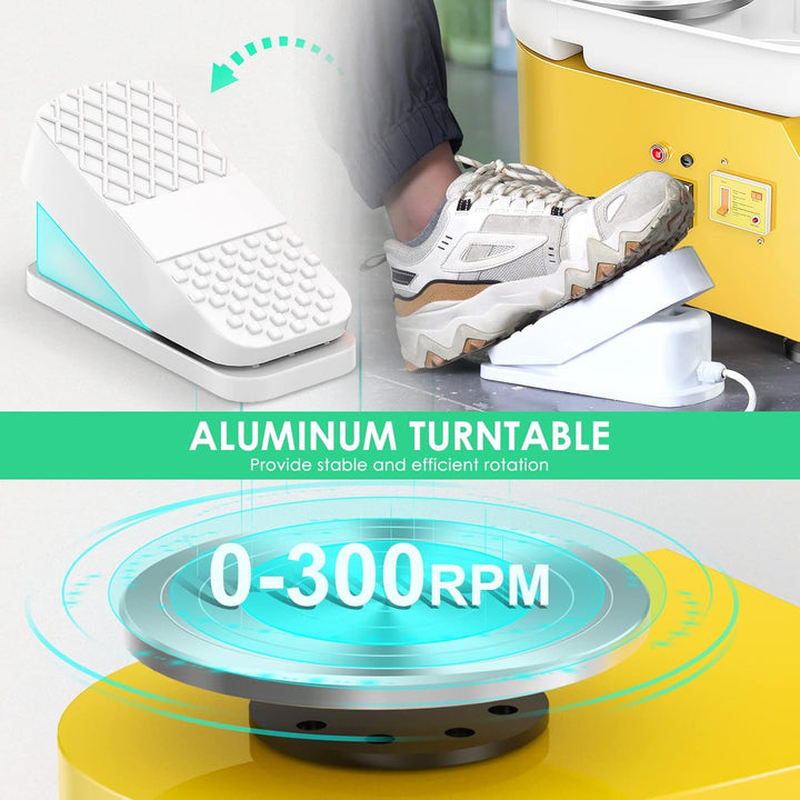 Elektrische Töpferscheibe, 25cm 350W Töpferscheibe Elektrisch profi mit Fusspedale,Keramikformmaschi