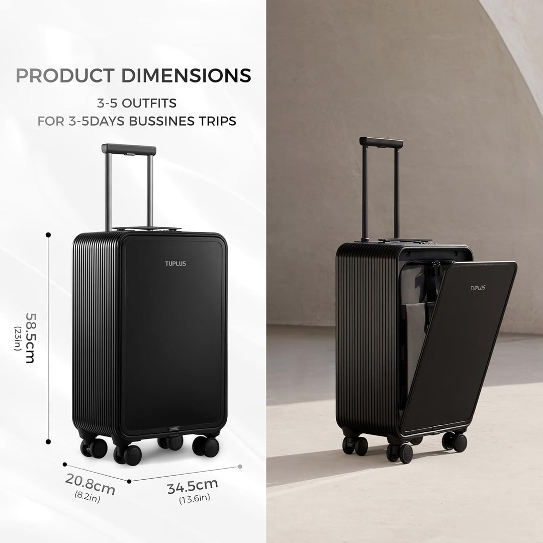 TUPLUS Koffer Aluminium Trolley Rollkoffer mit 4 Rollen Reisekoffer Handgepäck Hartschalenkoffer mit