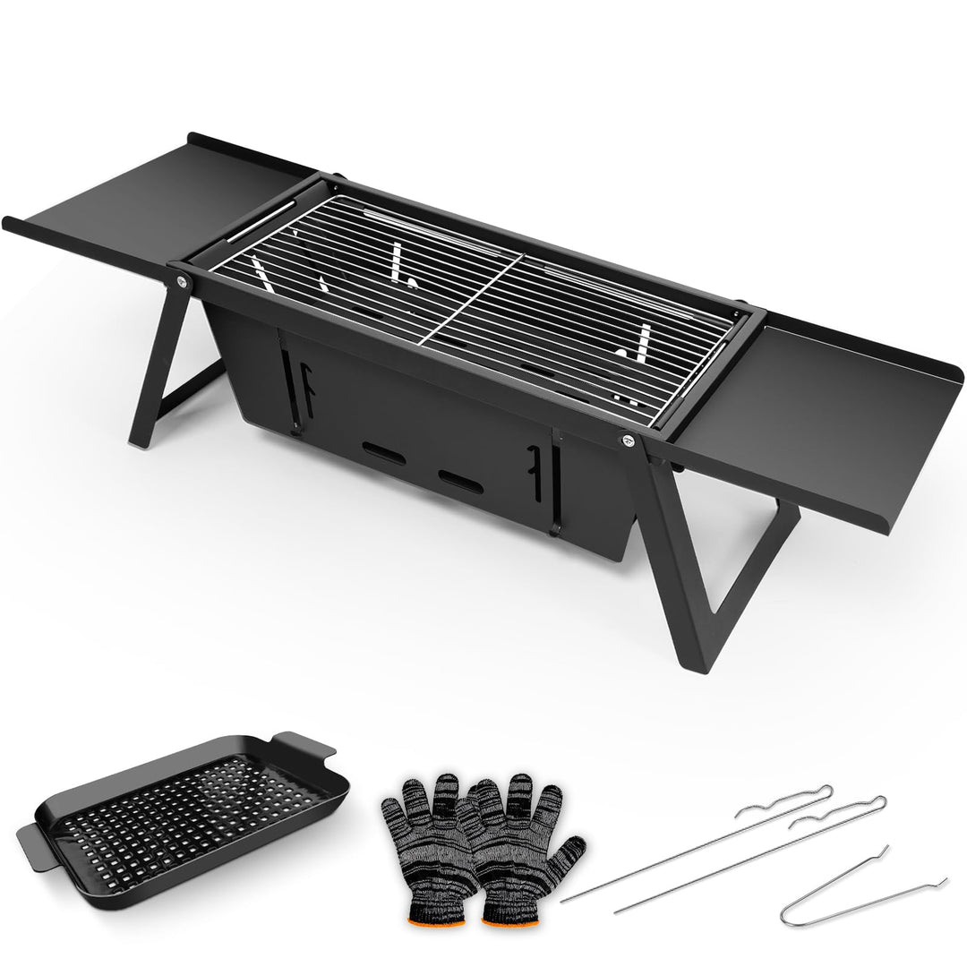 E EASTSTORM Camping Klappgrill Edelstahl– Tragbarer Kleiner Holzkohlegrill mit 4-stufiger Hitze, kla