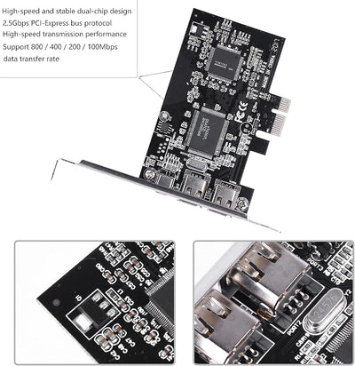 Cuifati PCIe Firewire-Karte für Windows 10, IEEE 1394 PCI Express-Adapter-Controller 4 Anschlüsse (3