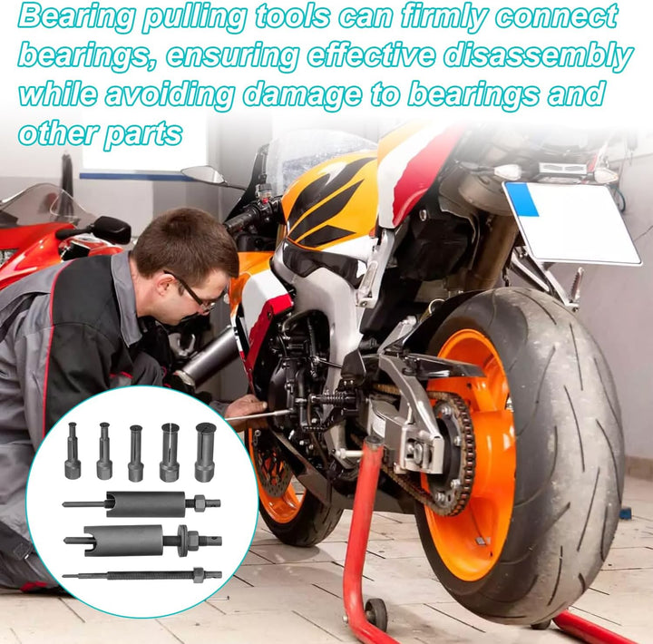 LQGTQO Innenlager Abzieher Set, 9-23mm Motorrad Lagerabzieher Innen, Chrom-Vanadium-Stahl Radlager A