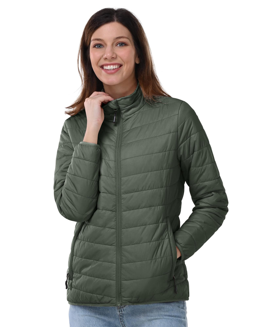Outdoor Ventures Damen Steppjacke Leichte Warme Packbare Übergangsjacke Puffer Jacke für Frauen Gefü