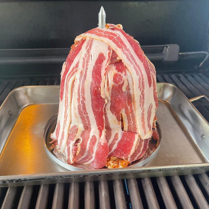 Grillrost.com Das Original Edelstahl Spiessturm mit Wanne - für Grill Smoker und Backofen