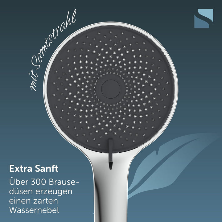 SCHÜTTE Handbrause SAMOA RAIN | Samtstrahl-Technologie | Duschkopf mit über 300 Düsen | 3 einstellba