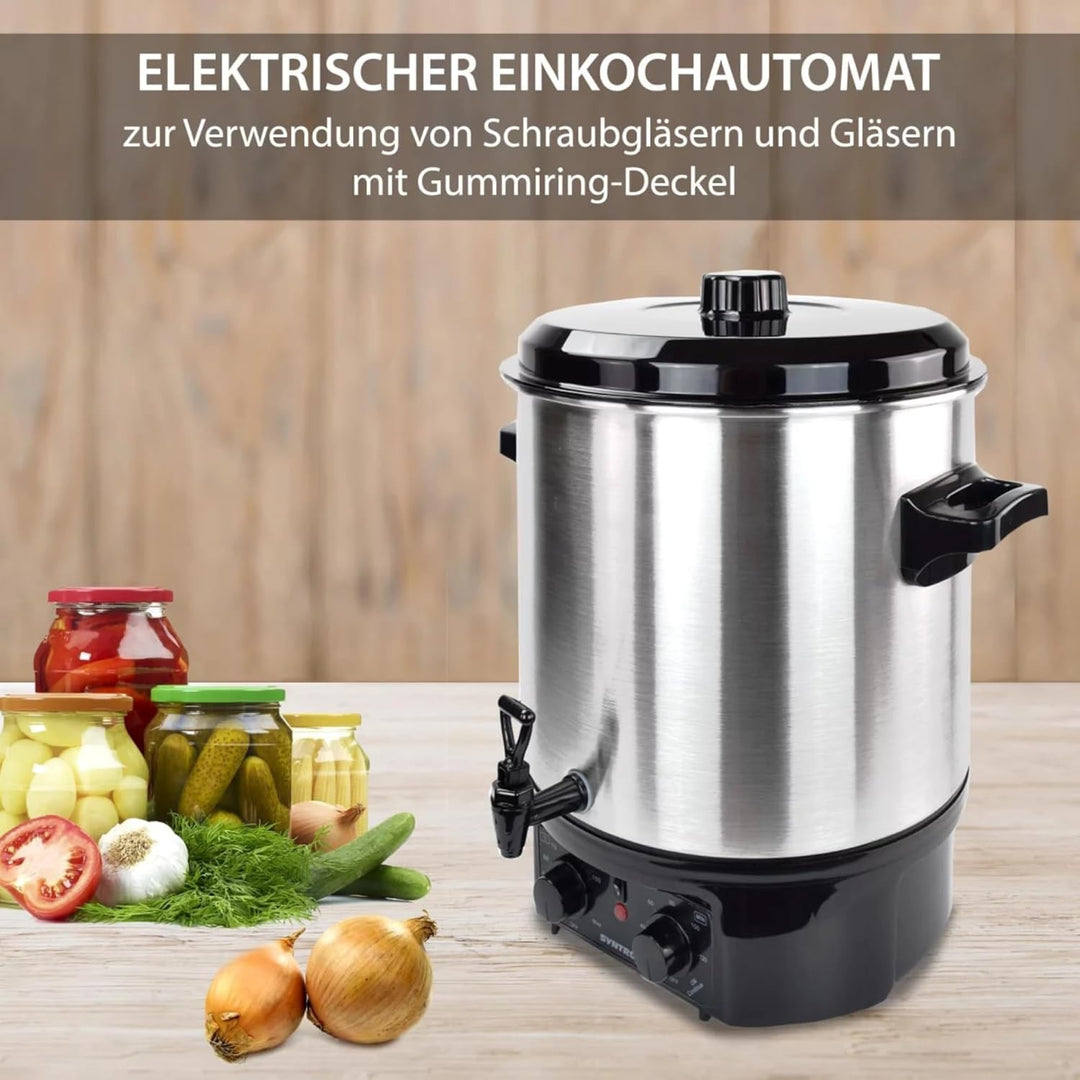 Syntrox Einkochautomat Glühweinkocher Vintel 27 Liter Edelstahl, Wasserkocher, Multikocher, Heisswas