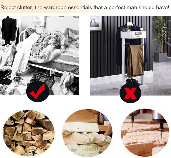 Stummer Diener Kleiderständer Mit Schuhregal Und Schublade Herrendiener Holz Metall Mix, Schlafzimme