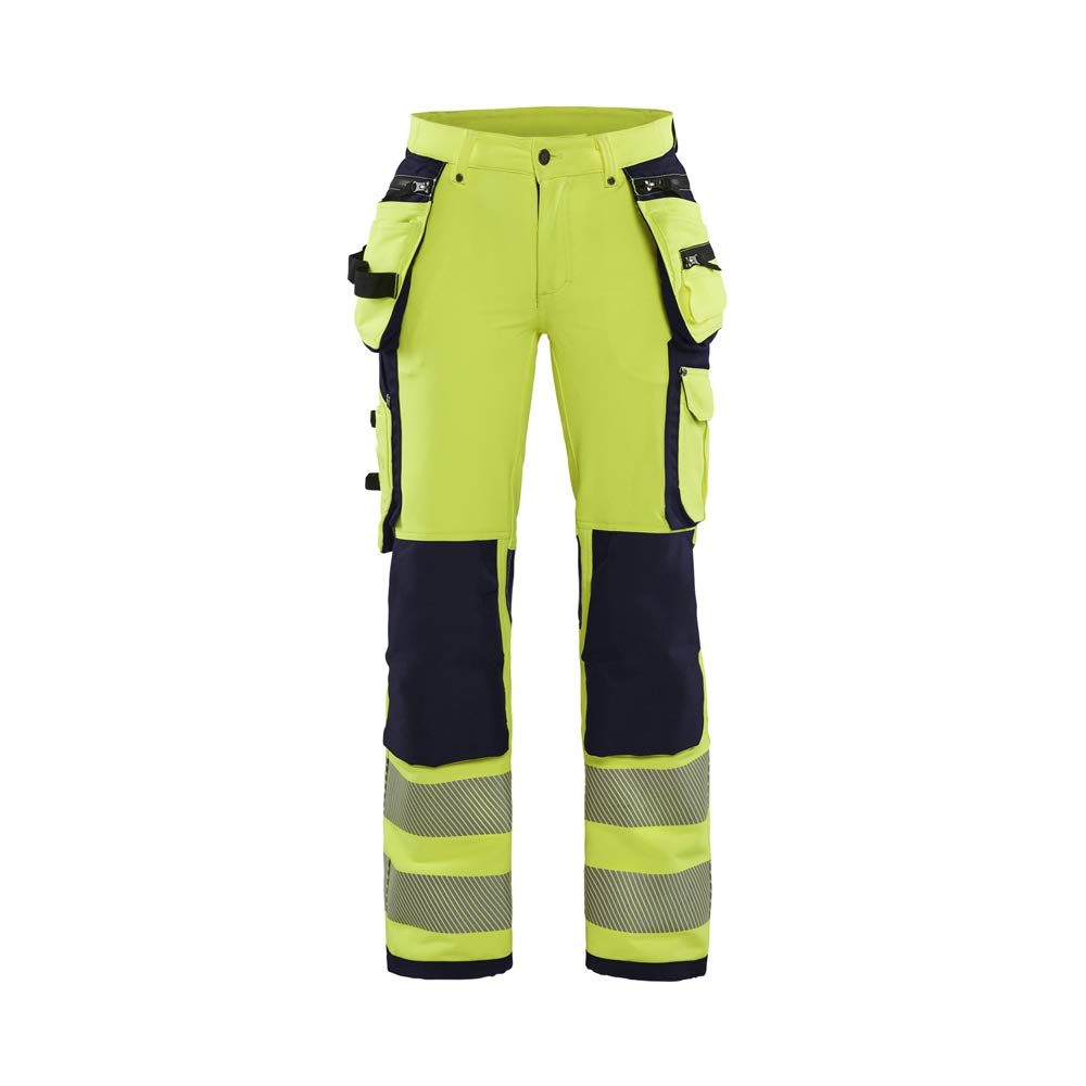 Blaklader 719716423389 Damen 4-Wege Stretch Hi-Vis Hose, High Vis Gelb/Marineblau