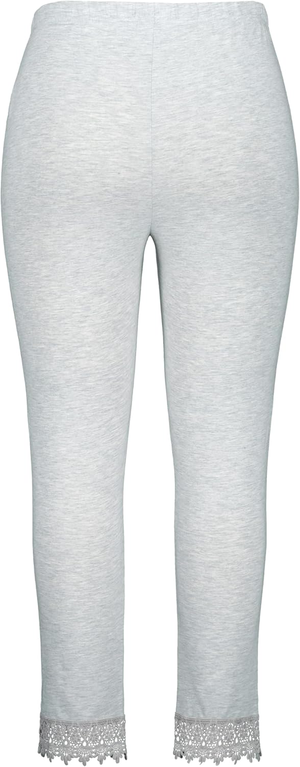 Ulla Popken Damen grosse Grössen Übergrössen Plus Size 7/8-Leggings, Saumspitze, Biobaumwolle 747979