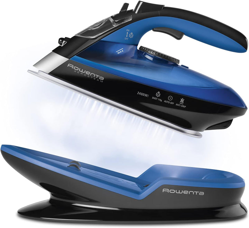 Rowenta Freemove DE5010 Dampfbügeleisen | Schwarzes & Blaues Modell | 2400W | Kabellose Technologie