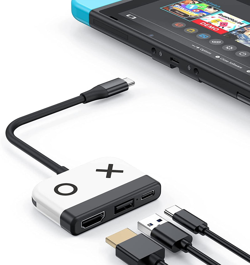 Switch Dock für Nintendo Switch/OLED, 3 in 1 Switch Portable Dock mit 4K HDMI, USB 3.0 Port, Type C