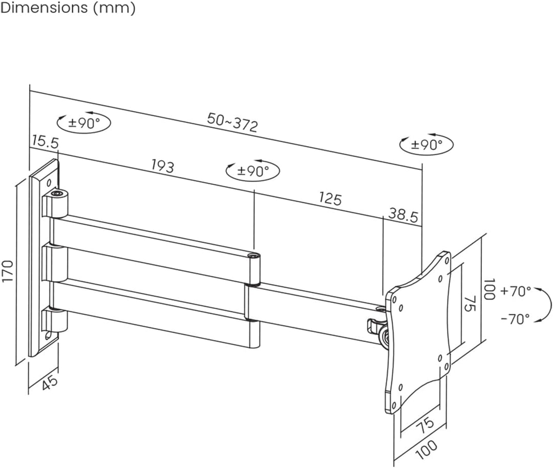 Proper Robuste Swing Arm Wand TV Halterung für 33 cm 48,3 cm 55,9 cm 58,4 cm 61 cm und 71,1 cm LCD-