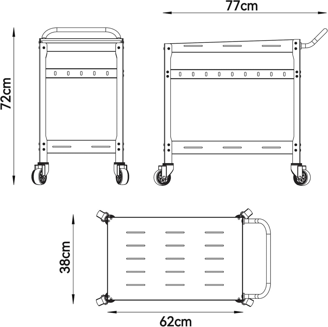 casa.pro Outdoor Servierwagen Bard Garten Rollwagen mit 2 Ablagen Stahl Indoor 72 x 77 x 38 cm Grill