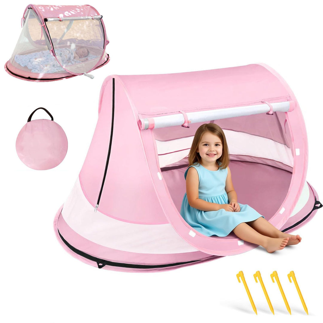 Strandmuschel Baby uv Schutz 50, Pop up Strandzelt als Sonnenschutz für den Strand, 360° Moskitonetz