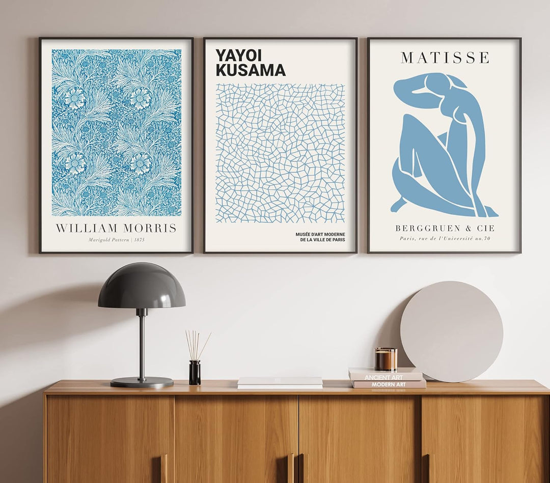 ag.art deco Poster Set Yayoi Kusama Matisse | 3 Stück 50x70cm | Gemälde Bild Bunte Linien Poster Sur