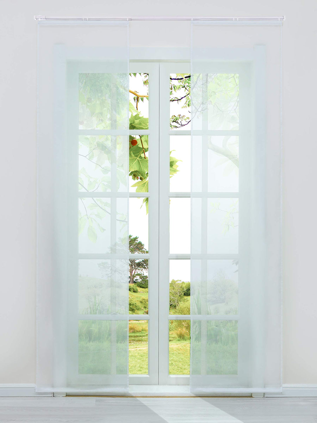HeichkelL Schiebegardinen 2er-Set Einfarbige Flächenvorhänge Gardine Voile Halbtransparenter Schiebe
