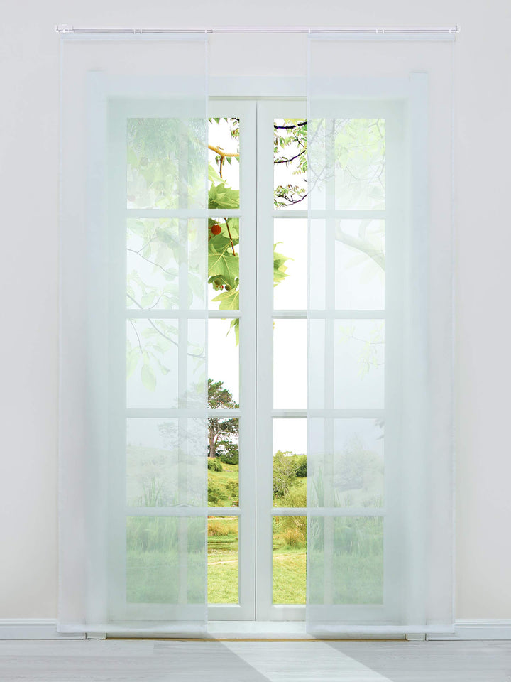 HeichkelL Schiebegardinen 2er-Set Einfarbige Flächenvorhänge Gardine Voile Halbtransparenter Schiebe