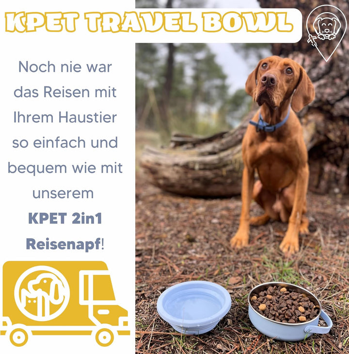 KPET® 2-in-1 Hundenapf Faltbar Für Unterwegs, Futternapf Hund Ideal Für den Alltag, Trinknapf Für de