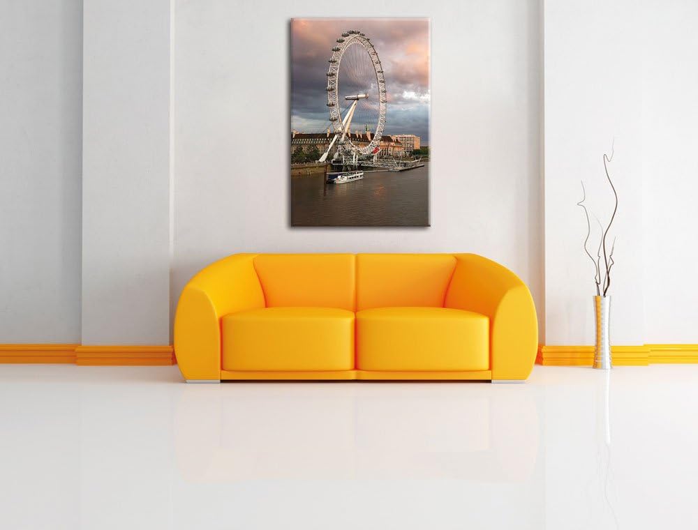 Riesenrad London Eye, Format: 100x70 auf Leinwand, XXL riesige Bilder fertig gerahmt mit Keilrahmen,