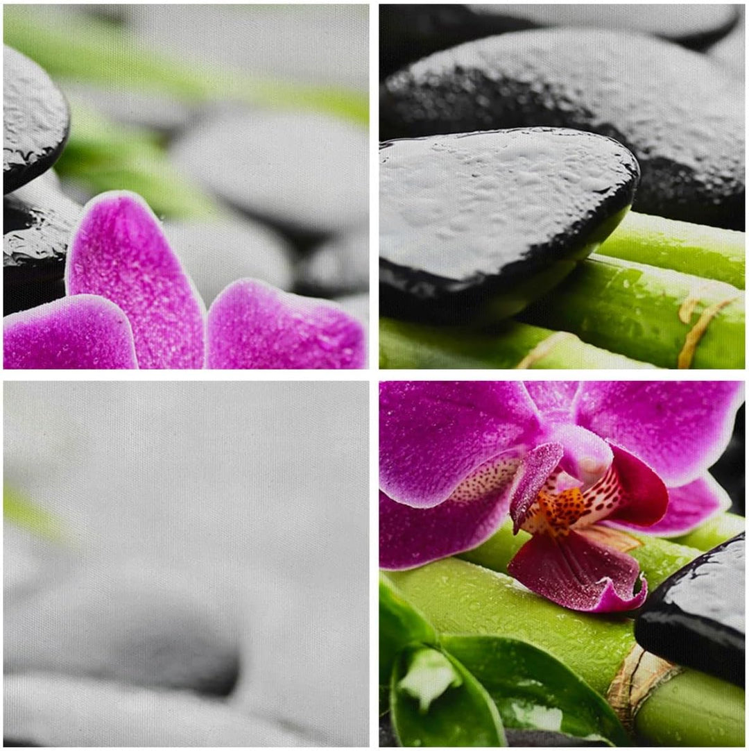 Bilder auf Leinwand Pflanze Steine Bambus Spa Leinwandbild mit Rahmen 45x80cm Wandbilder Dekoration