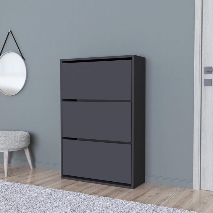[en.casa] Schuhschrank Aurskog Schuhkipper für 18 Paare Schuhkommode mit 3 Kipptüren für Eingang, Fl
