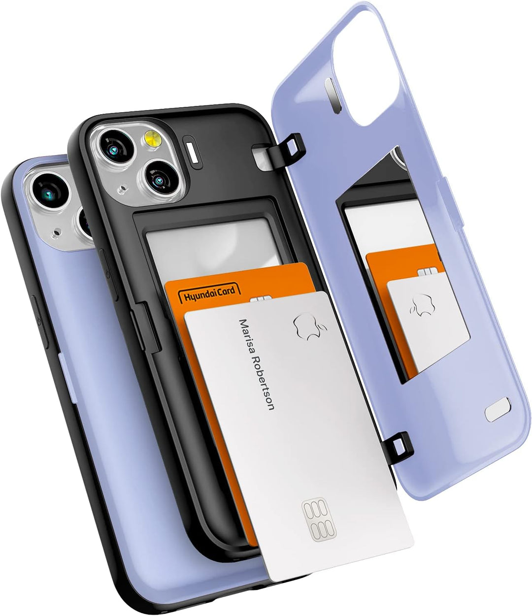 GOOSPERY Magnetic Door Bumper Hülle Kompatibel mit iPhone 13, Dual Layer protektive Kartenhalter Wal