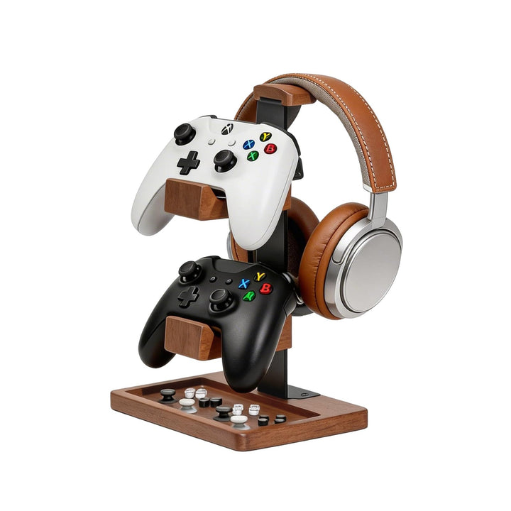 Acidea Massivholz-Controller-Halter und Headset-Ständer, Dual-Gaming-Controller-Ständer, Spielausrüs