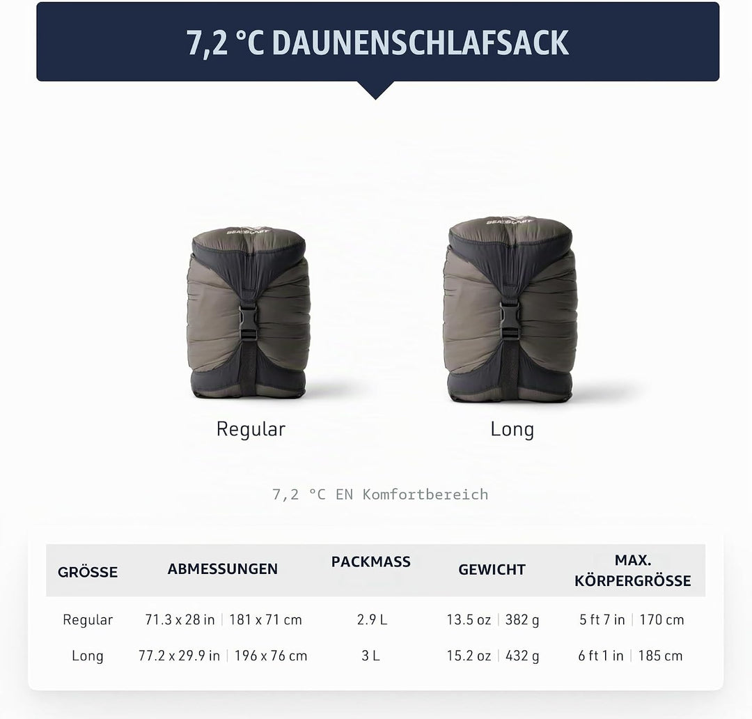Sea to Summit Spark Ultraleichter Daunenschlafsack für Damen Long 45 Grad, Long 45 Grad