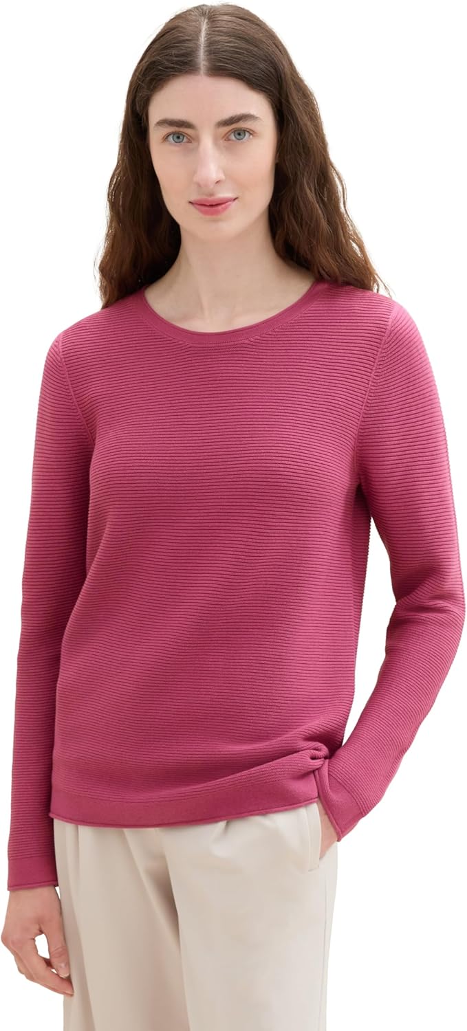 TOM TAILOR Damen Basic Strickpullover aus Bio-Baumwolle XS 16348 - Pink Velvet, XS 16348 - Pink Velv