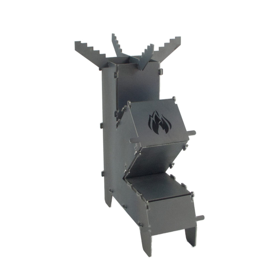 Fire World - Raketenofen - Rocket Stove - Stecksystem aus massivem 3 mm dickem Stahl - Feuerschale -