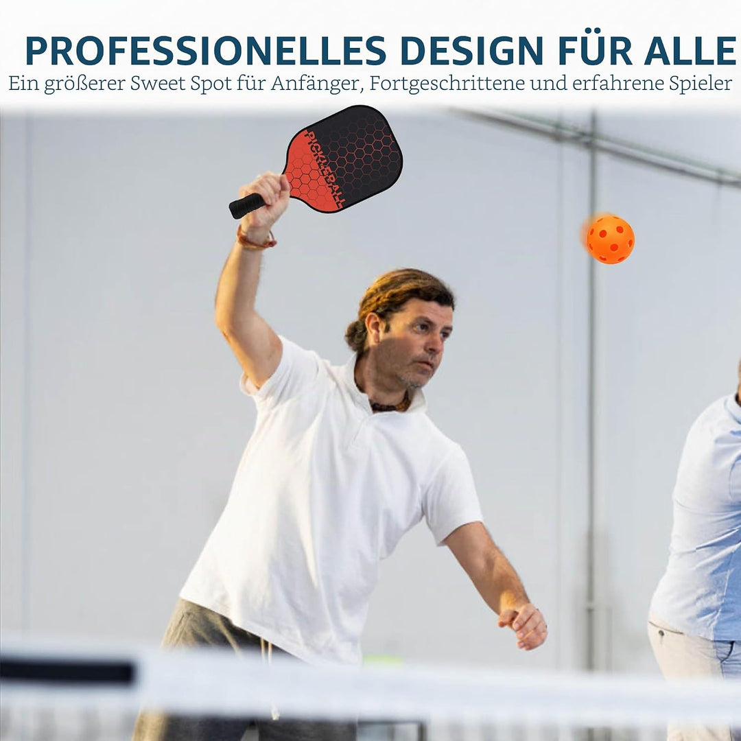 Pickleball Set, Pickleball Schläger mit Fiberglas Oberfläche Pickle Ball Paddles mit 4 Bällen Ausrüs