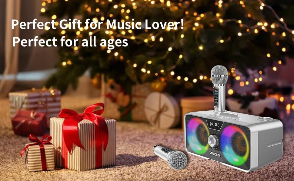 Tragbarer Karaoke Maschine,Karaoke mit 30W Bluetooth Lautsprecher,2 Kabellosen Karaoke-MikrofonWiede