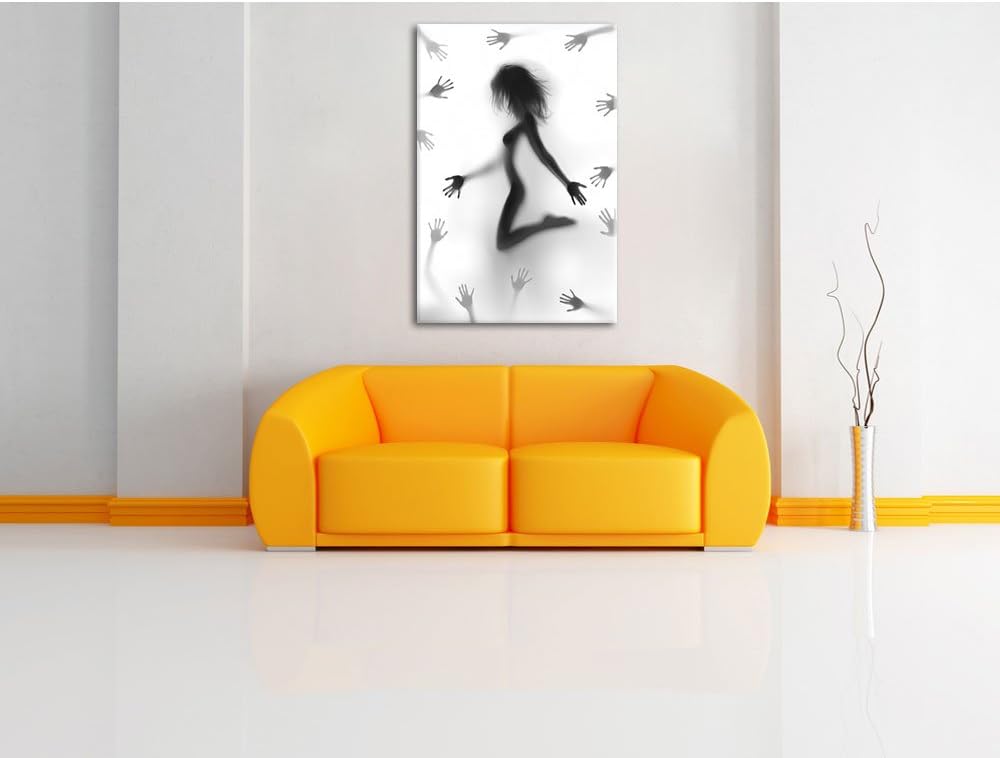 Pixxprint Schatten Einer Frau als Leinwandbild/Grösse: 100x70 cm/Wandbild/Kunstdruck/fertig bespannt
