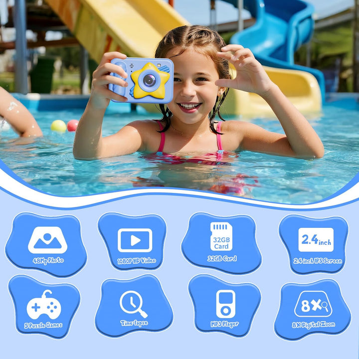 Upgrade Kinderkamera Sofortdruck für Jungen und Mädchen,1080P HD Dual-Linse Selfie Digitalkamera mit