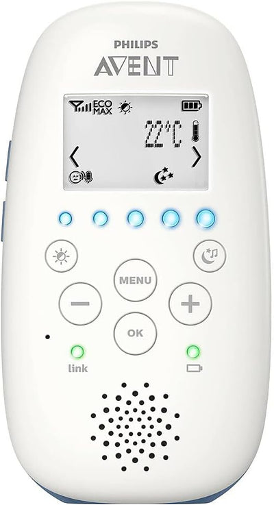 Philips AVENT SCD735/26 Videoüberwachung für Babys, 330 m, Radio, Blau, Weiss, 330 m, Digital, 50 m,