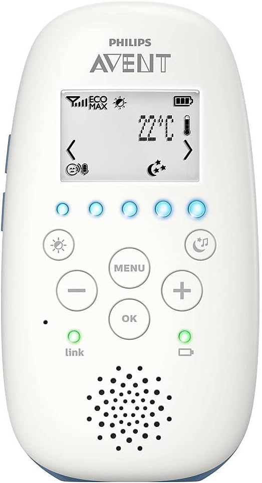 Philips AVENT SCD735/26 Videoüberwachung für Babys, 330 m, Radio, Blau, Weiss, 330 m, Digital, 50 m,