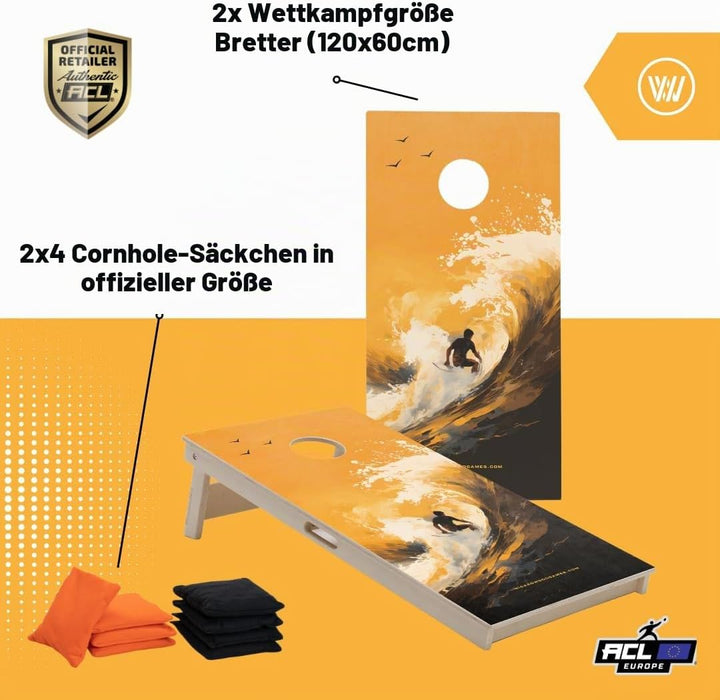 Cornhole Set – 120 x 60 cm - Sackloch Spiel – Wicked Wood – offiziell ACL-lizensiertes Set of Boards