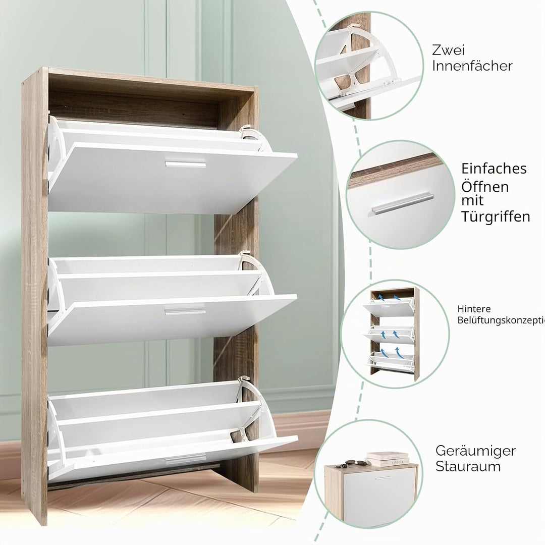 CASABEL Schuhschrank für 18 Paar – Schrank mit grossem Fassungsvermögen für Eingangsbereich, Flur –