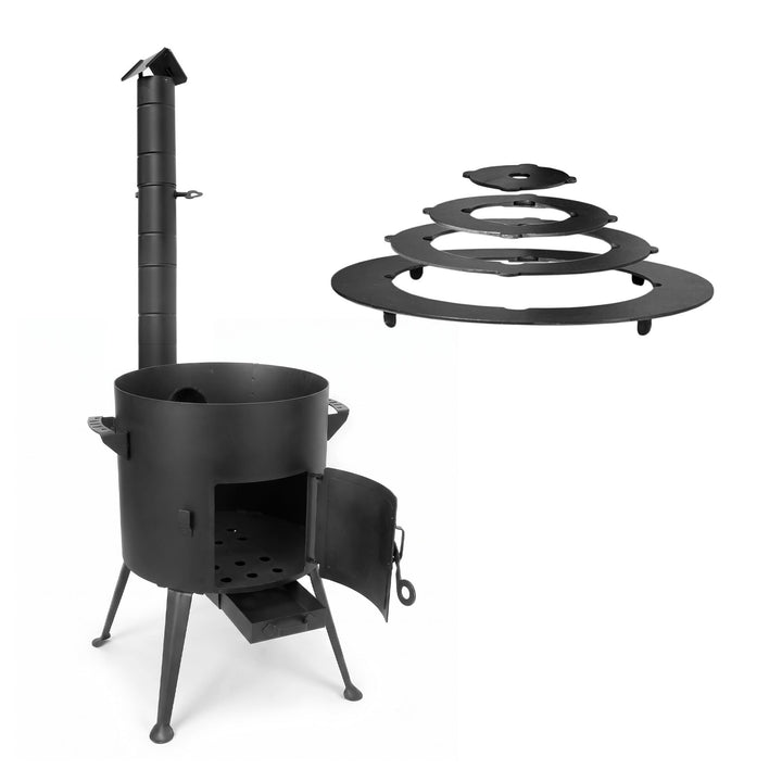 Ø36cm Uchag 2mm Stahl mit Abzugsrohr Utschak-Ofen Adapter-Ringe Utschag Feldküche Feuerstelle Campin