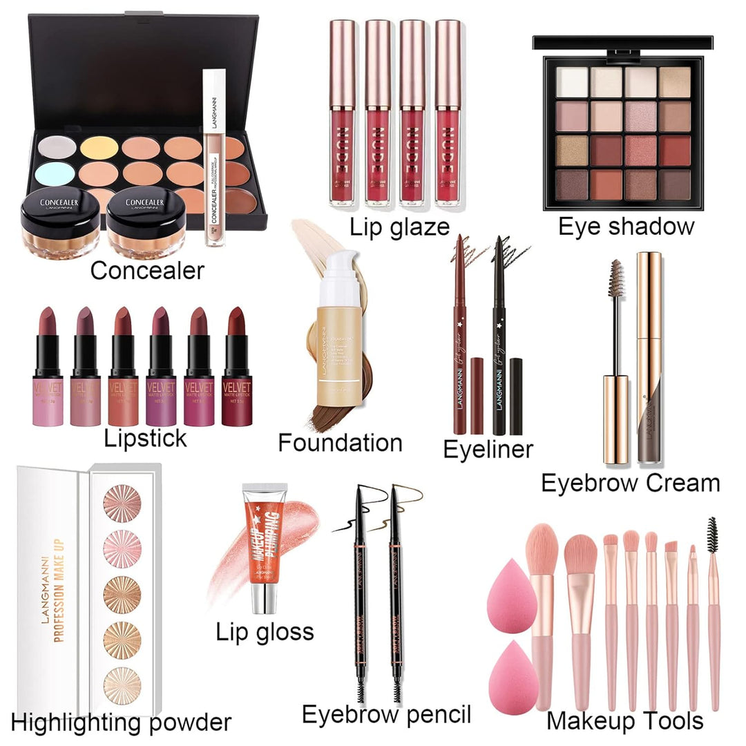 Professionelles Make-up Sets, MKNZOME 33St Schminkset mit Schminktasche Schminkkoffer Mädchen Gefüll