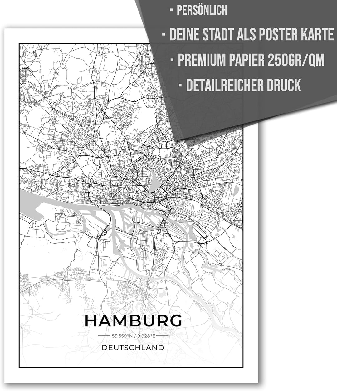 Vacentures® Stadtposter - Jede Stadt - Jeder Ort Weltweit Auswählbar - Poster deiner Lieblingsstadt
