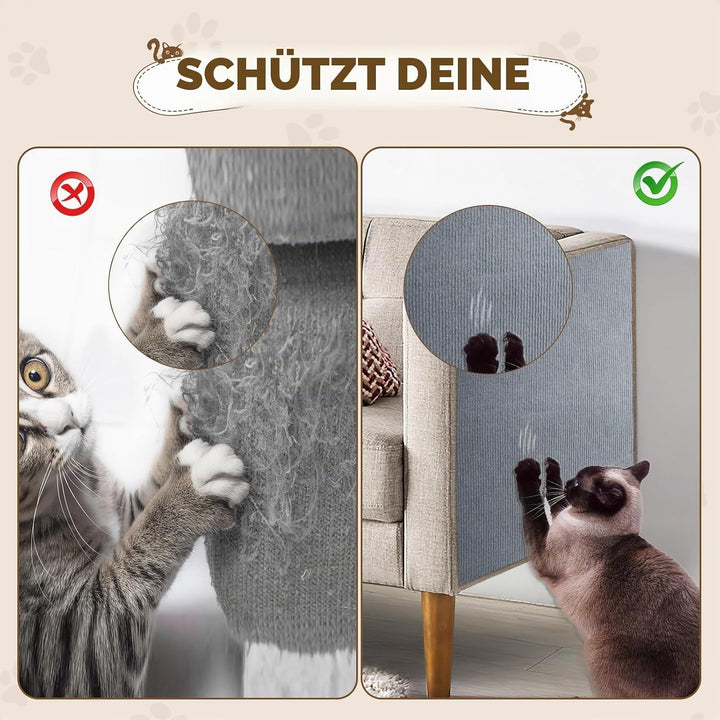 Kratzmatte Selbstklebend, 40cm x 400cm Kratzschutz Sofa Katze Selbstklebend, DIY Trimmbarer Kratzbre