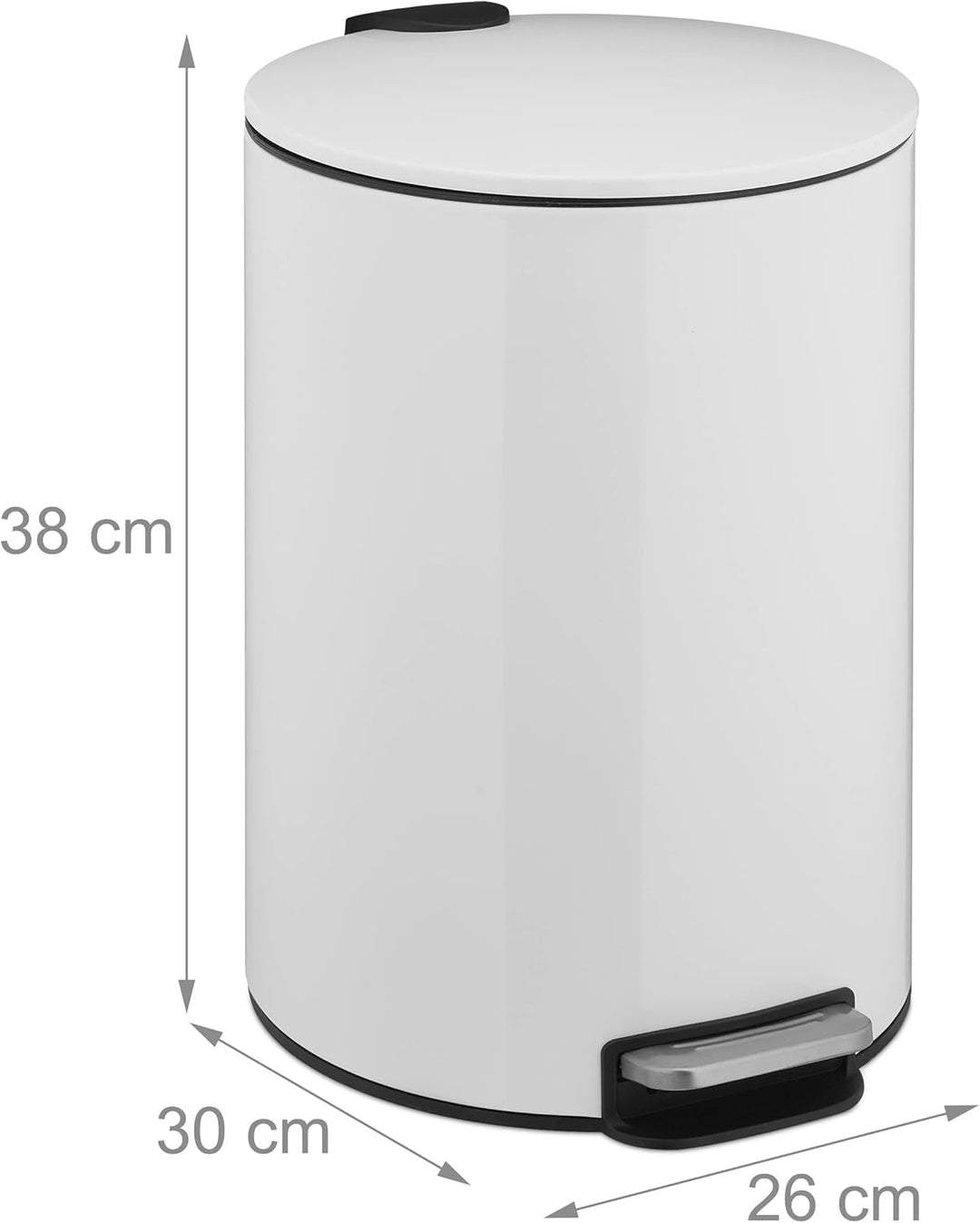 Relaxdays Treteimer, 12 Liter, Absenkautomatik, entnehmbarer Inneneimer, Metall, moderner Küchen Mül