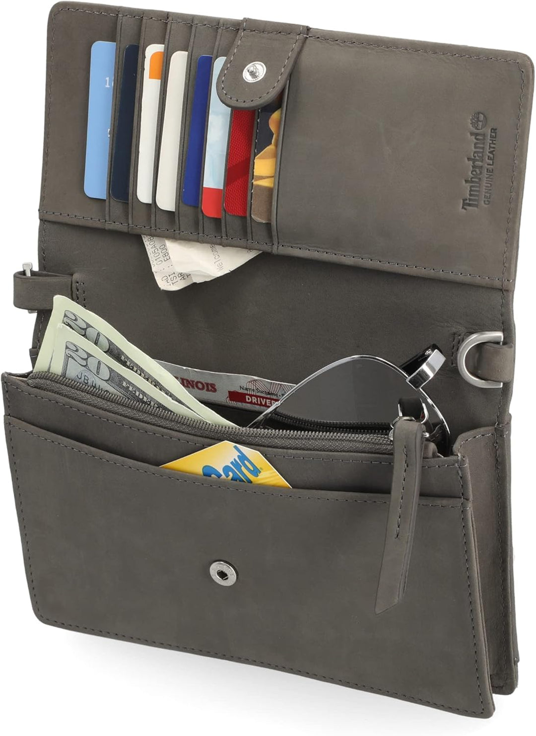 Timberland Damen Leather Crossbody Bag Wallet Purse Umhängetasche aus RFID-Leder, Castlerock (Nubuk)