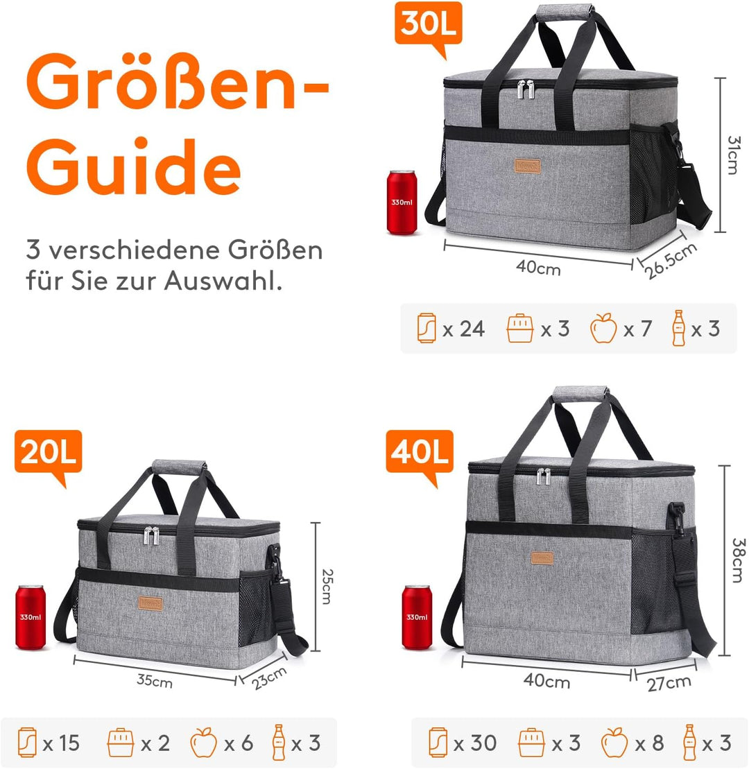 Lifewit 40L Kühltasche Gross faltbar Kühlkorb Kühlbox Isoliertasche Thermotasche Picknicktasche für