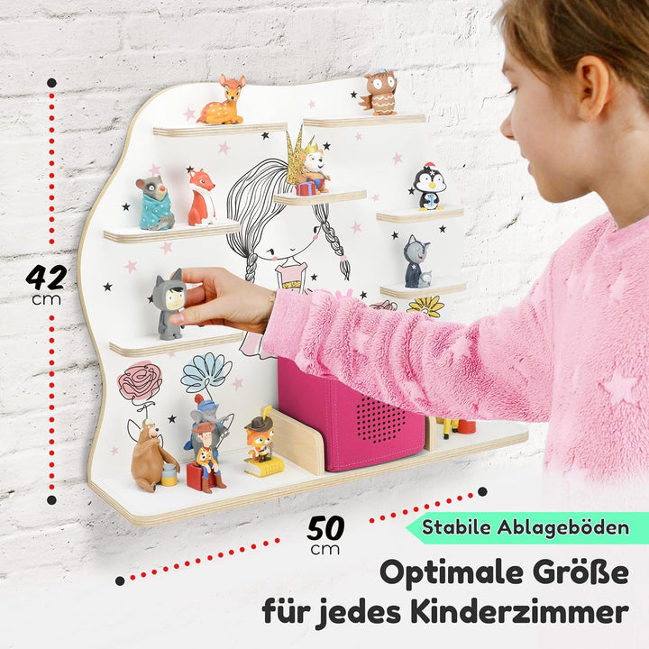 stadtecken Kinder Regal für Musikbox I Geeignet für die Toniebox und ca. 50 Tonies I Perfekte Aufbew