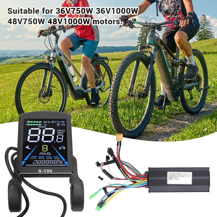 BuyWeek E-Bike Brushless Motor Controller Kit, 36V 48V 750W 1000W 30A 3 Modus Sinuswelle Controller