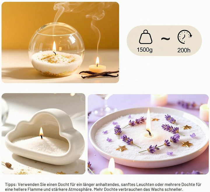 CandHeal Pearled Kerzensand,Duftendes Kerzenwachs für DIY Kerzen, Kerzen selber machen Set mit Docht