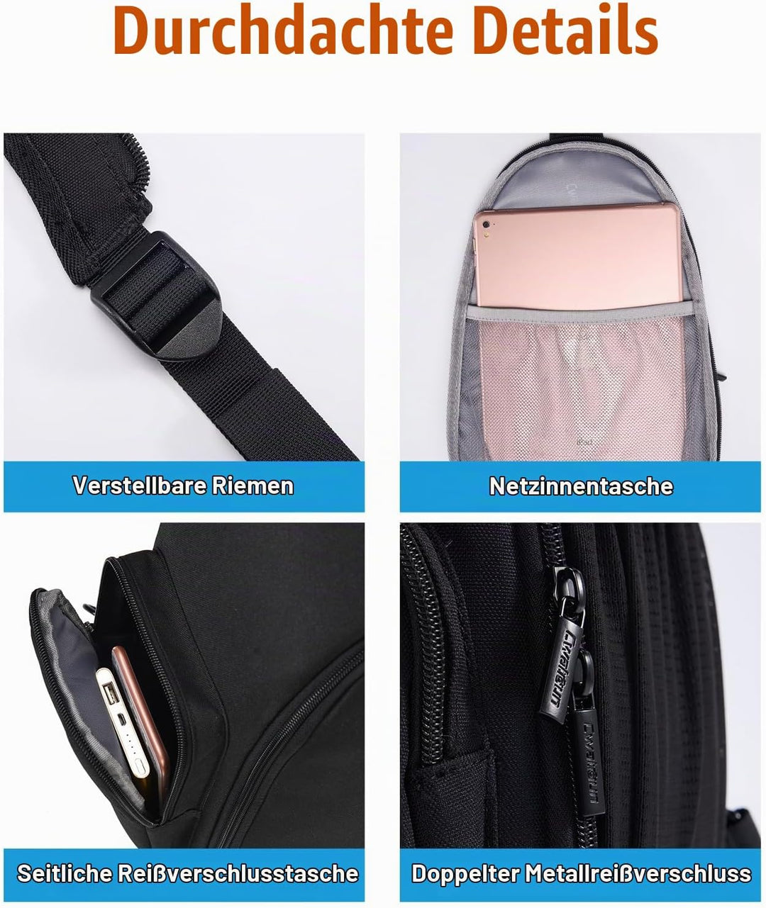 Cwatcun Kameratasche, Kamera-Umhängetasche, SLR-Kameratasche mit USB-Ladeanschluss Kompatibe, wasser